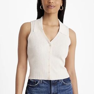 Express Sleeveless Ribbed Sweater Polo Tank SZ S